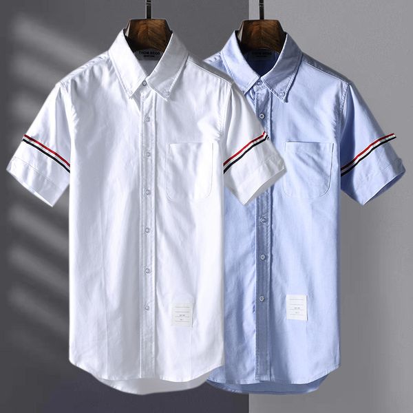 design clothing short summer oxford spinning double sleeve ribbon slim fit shirt korean men's and women's casual shirt, White;black
design clothing short summer oxford spinning double sleeve ribbon slim fit shirt korean men's and women's casual shirt, White;black
