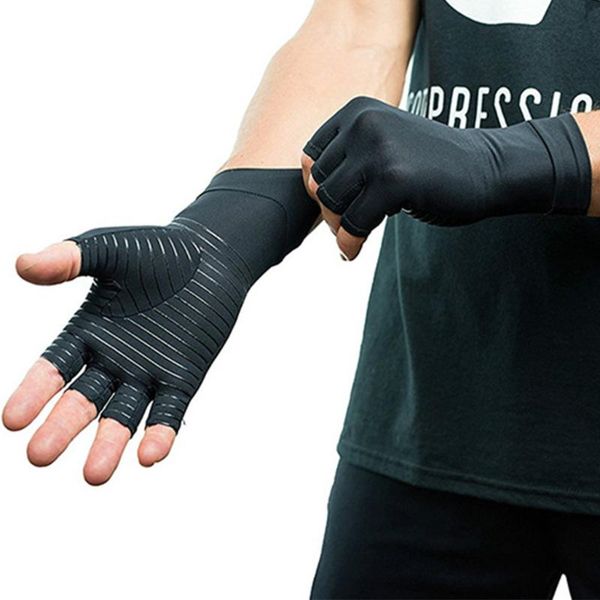 pair sports gloves compression arthritis glove anti-slip joint pain relief half finger brace therapy wrist support for fitness, Black;red
pair sports gloves compression arthritis glove anti-slip joint pain relief half finger brace therapy wrist support for fitness, Black;red