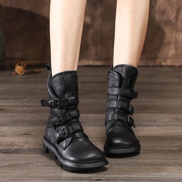 boots buckle design women winter shoes mid calf cowhide leather thick heel vintage style female footwear black
boots buckle design women winter shoes mid calf cowhide leather thick heel vintage style female footwear black
