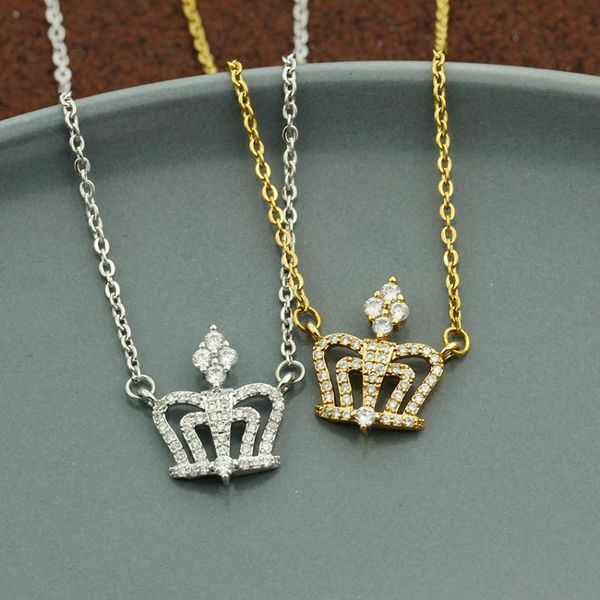pendant necklaces wholesale 10pcs/lot dainty crown necklace party jewelry stainless steel chain crystal choker for women girl collier, Silver
pendant necklaces wholesale 10pcs/lot dainty crown necklace party jewelry stainless steel chain crystal choker for women girl collier, Silver