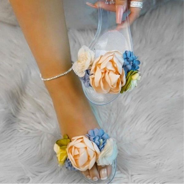 arrivals big size 43 slides flat with flower summer women shoes fashion slippers, Black