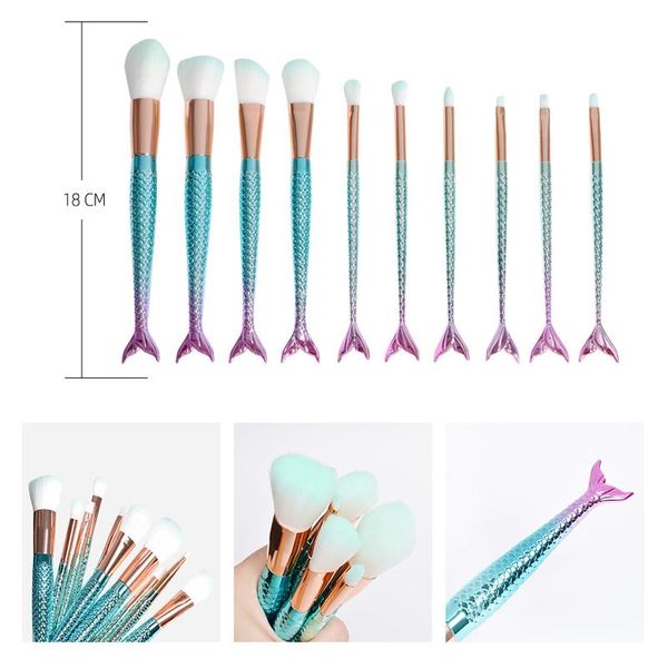 makeup brushes 10pcs mermai pencil set gradient color electroplating fishtail chubby fish eyeshadow brush lip tool
makeup brushes 10pcs mermai pencil set gradient color electroplating fishtail chubby fish eyeshadow brush lip tool