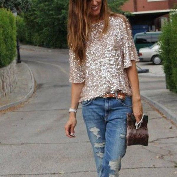 women's t-shirt women shining t-shirts half sleeves round neck casual pullover loose nov99, White
women's t-shirt women shining t-shirts half sleeves round neck casual pullover loose nov99, White