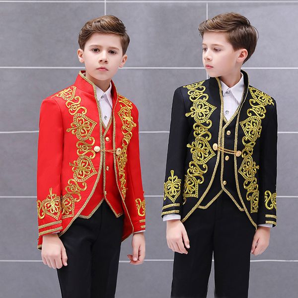 european retro prince costumes for boys and childrens stage performances european-style palace noble dress three-piece suit, Black
european retro prince costumes for boys and childrens stage performances european-style palace noble dress three-piece suit, Black