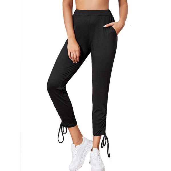 high waisted drawstring loose and slim running pants leisure yoga pants, Black;white
high waisted drawstring loose and slim running pants leisure yoga pants, Black;white