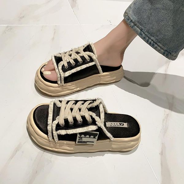 slippers women summer shoes pantofle luxury slides platform med 2021 designer flat soft cotton fabric rubber cross-tied lace-up, Black
slippers women summer shoes pantofle luxury slides platform med 2021 designer flat soft cotton fabric rubber cross-tied lace-up, Black