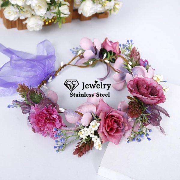 hair clips & barrettes 100% handmade garland wedding accessories for women engagement jewelry bridal flower hairbands purple headdress 58, Golden;silver 
hair clips & barrettes 100% handmade garland wedding accessories for women engagement jewelry bridal flower hairbands purple headdress 58, Golden;silver