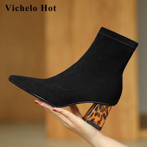 boots vichelo stretch microfiber korean street mature pointed toe thick high heel zipper elegant lady women ankle l58, Black
boots vichelo stretch microfiber korean street mature pointed toe thick high heel zipper elegant lady women ankle l58, Black