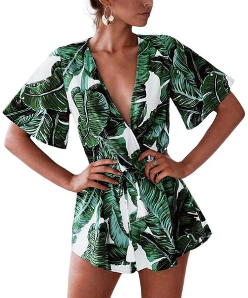 women v neck floral leaves print jumpsuit tassel elastic waist playsuit loose short romper casual women's jumpsuits & rompers, Black;white
women v neck floral leaves print jumpsuit tassel elastic waist playsuit loose short romper casual women's jumpsuits & rompers, Black;white