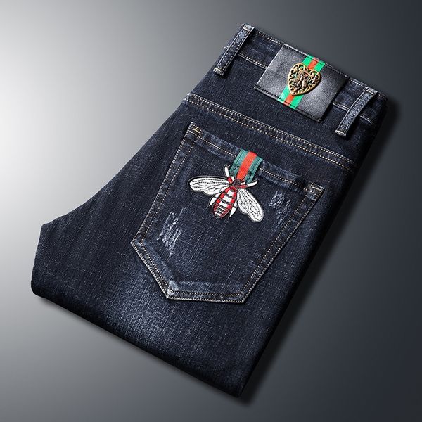 chao brand slim embroidered men's little bee high-end quality fashion casual jeans, Blue
chao brand slim embroidered men's little bee high-end quality fashion casual jeans, Blue
