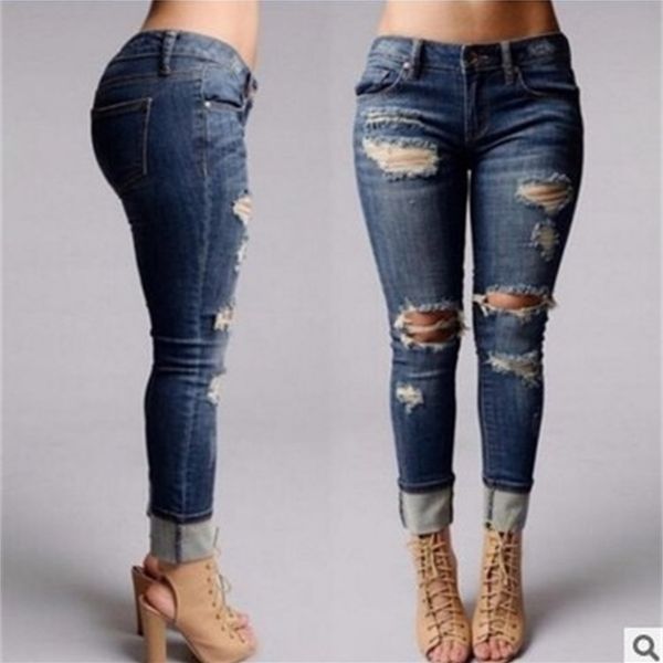 washed ripped jeans women high waist skinny sheath pencil hole denim pants bleached fashion street long trousers 210510, Blue
washed ripped jeans women high waist skinny sheath pencil hole denim pants bleached fashion street long trousers 210510, Blue