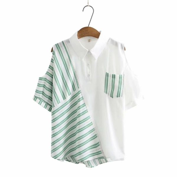 plus size t-shirt blouses tunics shirts 2021 fashion off shoulder short sleeve turn-down collar patchwork summer women's t-shirts, Black
plus size t-shirt blouses tunics shirts 2021 fashion off shoulder short sleeve turn-down collar patchwork summer women's t-shirts, Black