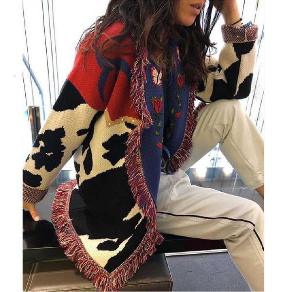 women's sweaters cardigan women sweater cow floral jacquard fringe long sleeve warm coat knitted winter outwear tzrv, White;black
women's sweaters cardigan women sweater cow floral jacquard fringe long sleeve warm coat knitted winter outwear tzrv, White;black