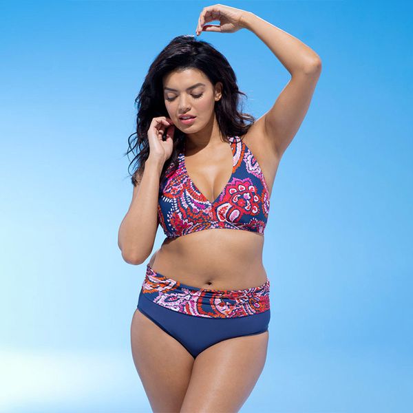 plus size women's bikini swimsuit two piece fashion print split bathing suit with chest pad high waist thong summer clothes, White;black
plus size women's bikini swimsuit two piece fashion print split bathing suit with chest pad high waist thong summer clothes, White;black
