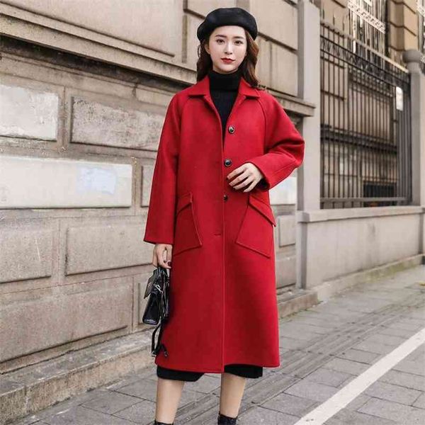 arrival winter korea fashion women long wool coat double pocket loose outerwear warm black coats s265 210512
arrival winter korea fashion women long wool coat double pocket loose outerwear warm black coats s265 210512