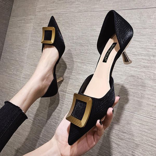 dress shoes women heels high women's heel summer 2021 metal button shoe chaussure femme zapatos mujer, Black
dress shoes women heels high women's heel summer 2021 metal button shoe chaussure femme zapatos mujer, Black