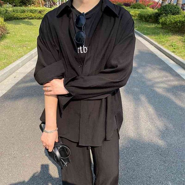 men's casual shirts spring summer fashion black men streetwear korean loose long-sleeved mens dress -xl o0jw, White;black
men's casual shirts spring summer fashion black men streetwear korean loose long-sleeved mens dress -xl o0jw, White;black