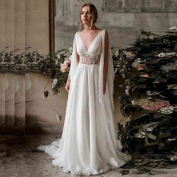 beach wedding dress cap sleeve a-line chiffon appliques lace princess bride dress arabic wedding gown vestido de noiva, White
beach wedding dress cap sleeve a-line chiffon appliques lace princess bride dress arabic wedding gown vestido de noiva, White