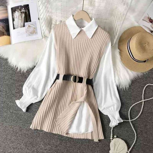 2 pcs set shirt women sweater vest spring autumn knitted vest pullover women female solid long sleeve jumper pull, White;black
2 pcs set shirt women sweater vest spring autumn knitted vest pullover women female solid long sleeve jumper pull, White;black