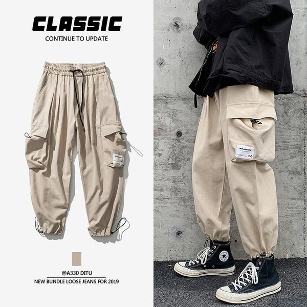 men's pants sports 2021 spring and summer solid color beam foot tooling young personality trend clothing, Black
men's pants sports 2021 spring and summer solid color beam foot tooling young personality trend clothing, Black