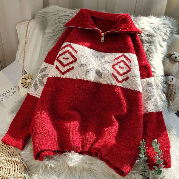 women's sweaters turtleneck knitted women sweater and pullovers zipper patchwork loose thicken warm winter female pulls outwear coats, White;black
women's sweaters turtleneck knitted women sweater and pullovers zipper patchwork loose thicken warm winter female pulls outwear coats, White;black