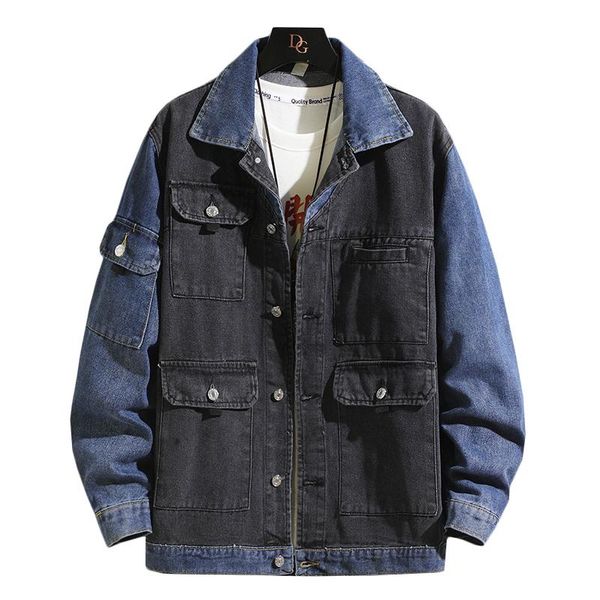 men's jackets stitching denim jacket pocket autumn loose jeans fashion casual street jacket/ men, Black;brown
men's jackets stitching denim jacket pocket autumn loose jeans fashion casual street jacket/ men, Black;brown