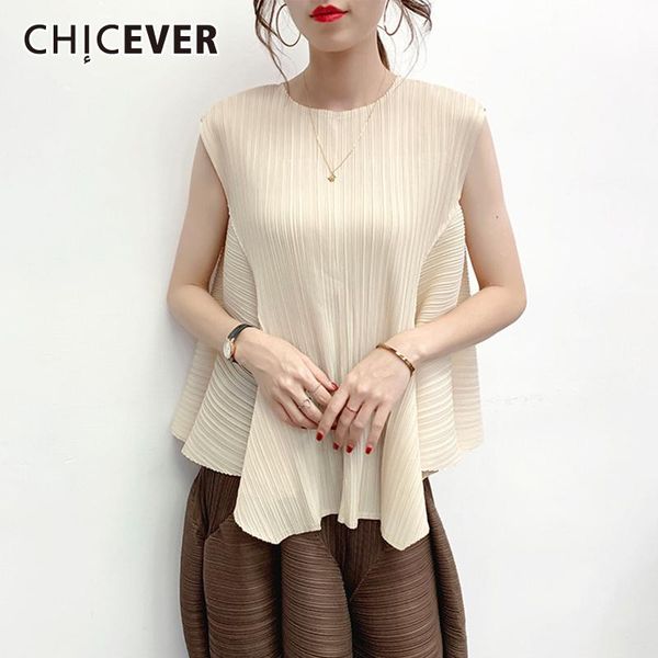 women's t-shirt chicever beige casual t shirt for women o neck sleeveless solid pleated minimalist shirts female summer clothing 2021 t, White
women's t-shirt chicever beige casual t shirt for women o neck sleeveless solid pleated minimalist shirts female summer clothing 2021 t, White