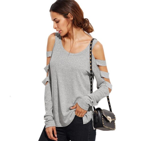 women's t-shirt tshirts grey t shirt women long sleeve cold shoulder spring loose tees ladies round neck cut out t-shirt, White
women's t-shirt tshirts grey t shirt women long sleeve cold shoulder spring loose tees ladies round neck cut out t-shirt, White
