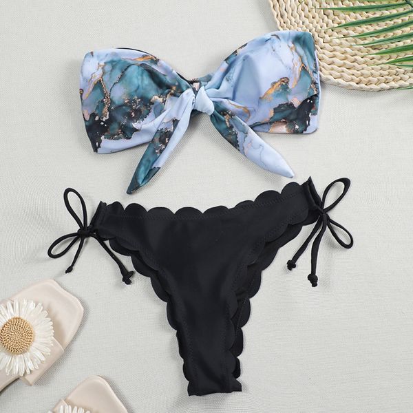 scalloped marble print bikini women bandeau swimwear female swimsuit two-pieces bikini set knotted bather bathing suit swimin
scalloped marble print bikini women bandeau swimwear female swimsuit two-pieces bikini set knotted bather bathing suit swimin