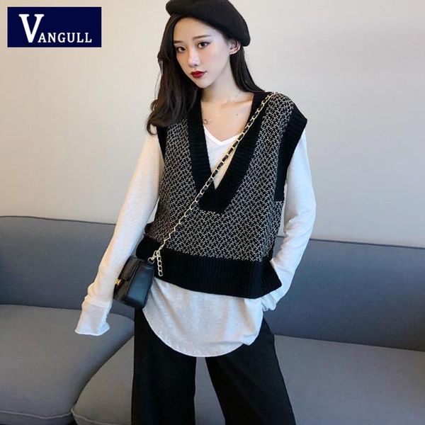 vangull women sleeveless pullover vest autumn 2021 korean style vintage stylish color patchwork v neck knitted wool sweater women's ves, Black;white
vangull women sleeveless pullover vest autumn 2021 korean style vintage stylish color patchwork v neck knitted wool sweater women's ves, Black;white