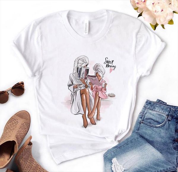 sweet morning mom and mens t shirt girl women print cotton casual funny for lady yong tee pm 168, White;black
sweet morning mom and mens t shirt girl women print cotton casual funny for lady yong tee pm 168, White;black