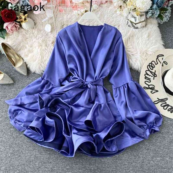 dress women spring autumn solid ruffles high street lantern sleeve mini dresses fashion wild vestido feminino 210531, Black;gray
dress women spring autumn solid ruffles high street lantern sleeve mini dresses fashion wild vestido feminino 210531, Black;gray