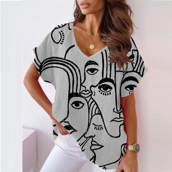 women's blouses & shirts vintage pattern face print cotton blouse women summer short sleeve loose shirt pullover 2021 spring v neck str, White
women's blouses & shirts vintage pattern face print cotton blouse women summer short sleeve loose shirt pullover 2021 spring v neck str, White