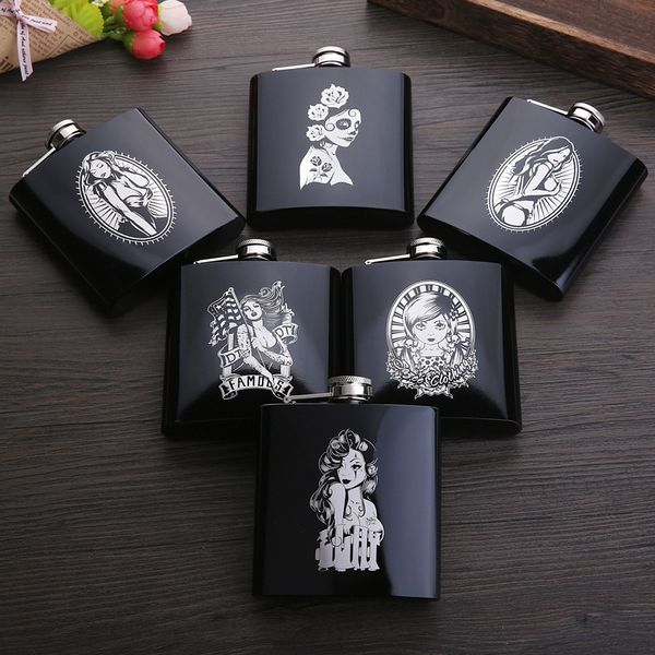flask flagon beauty skull bright black metal 6oz ounce 201 stainless steel wine pot creative portable laser carving
flask flagon beauty skull bright black metal 6oz ounce 201 stainless steel wine pot creative portable laser carving