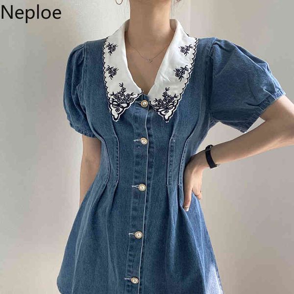nwploe mini denim dress women korean chic robe vintage embroidery pleated dresses single breasted puff sleeve jeans vestidos 210422, Black;gray
nwploe mini denim dress women korean chic robe vintage embroidery pleated dresses single breasted puff sleeve jeans vestidos 210422, Black;gray