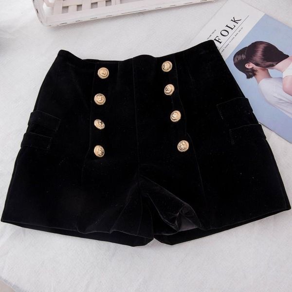 women's shorts 2021 autumn boots thin black metal double breasted high waist velvet winter women, White;black
women's shorts 2021 autumn boots thin black metal double breasted high waist velvet winter women, White;black