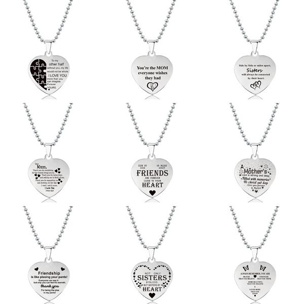 heart pendant engraved lettering pendants necklace friendship stainless steel heart-shaped fashion jewelry gift, Silver
heart pendant engraved lettering pendants necklace friendship stainless steel heart-shaped fashion jewelry gift, Silver