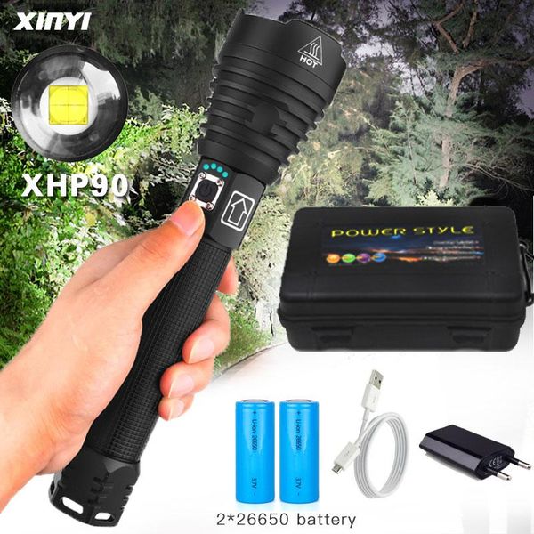 most powerful xhp90 led 90000lm tactical waterproof torch 3 modes zoomable hunting camping lamps by 18650 or 26650 flashlights to torches 
most powerful xhp90 led 90000lm tactical waterproof torch 3 modes zoomable hunting camping lamps by 18650 or 26650 flashlights to torches