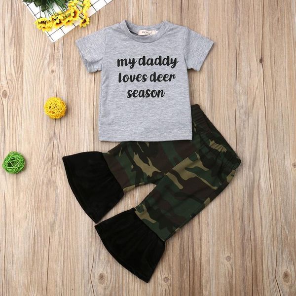 clothing sets summer kids baby girl clothes causal t-shirt flare camo pant outfits set, White
clothing sets summer kids baby girl clothes causal t-shirt flare camo pant outfits set, White