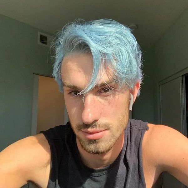 wigs short men's breathable synthetic fashion blue partial chemical fiber headset high temperature silk hair, Black
wigs short men's breathable synthetic fashion blue partial chemical fiber headset high temperature silk hair, Black