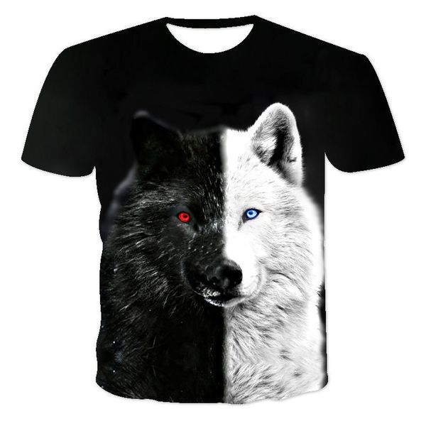 2021 fashion trend street style t-shirt animal wolf 3d printed boys and girls sports short sve quick drying t-shirtyepx, White;black