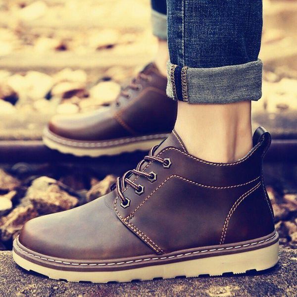 boots winter men's leather high-british style mens breathable round toe western, Black
boots winter men's leather high-british style mens breathable round toe western, Black