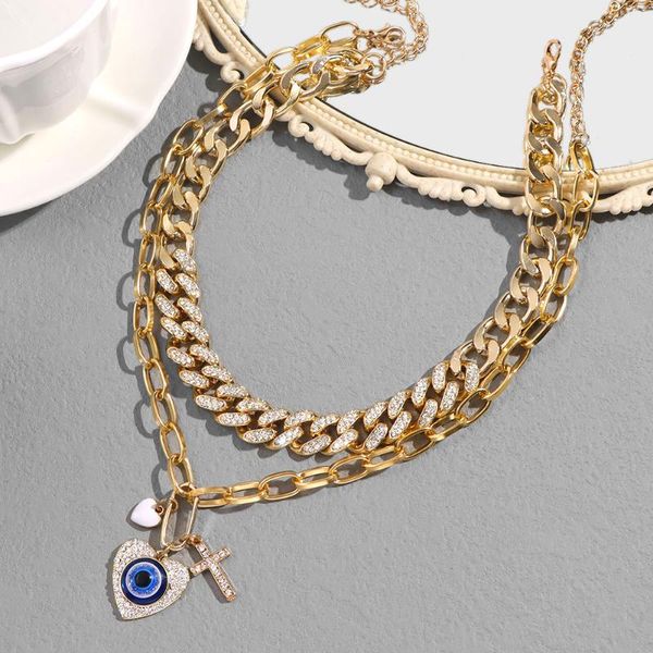 chains flatfoosie 2pcs/set iced out cuban link chain necklace for women bling crystal heart evil eyes cross pendant jewelry, Silver
chains flatfoosie 2pcs/set iced out cuban link chain necklace for women bling crystal heart evil eyes cross pendant jewelry, Silver