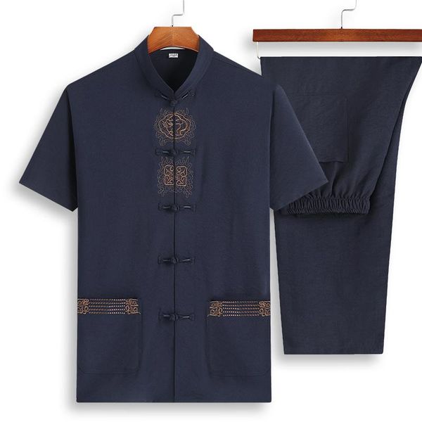 men's tracksuits summer chinese style cotton linen tang suit two-piece set casual retro short sleeve button shirt+elastic waist pants, Gray
men's tracksuits summer chinese style cotton linen tang suit two-piece set casual retro short sleeve button shirt+elastic waist pants, Gray