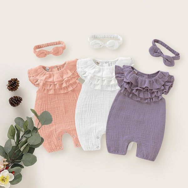 born baby clothes kid girls solid sleeveless ruffles jumpsuit romper + bow headband outfits kids summer clothing sets, White
born baby clothes kid girls solid sleeveless ruffles jumpsuit romper + bow headband outfits kids summer clothing sets, White