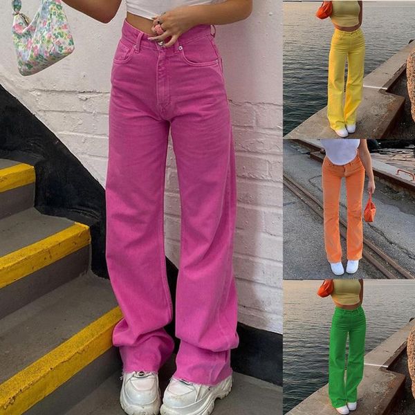 women's jeans women vintage high waist harajuku bright solid color full length denim pants straight leg loose long trousers, Blue
women's jeans women vintage high waist harajuku bright solid color full length denim pants straight leg loose long trousers, Blue
