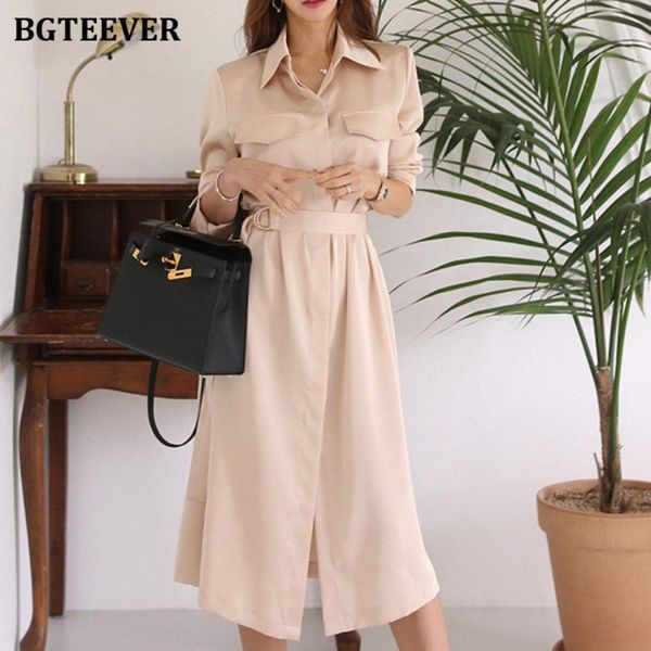 casual dresses bgteever elegant soft ladies turn-down collar solid dress long sleeve belted slim waist female a-line 2021 autumn vestidos, Black;gray
casual dresses bgteever elegant soft ladies turn-down collar solid dress long sleeve belted slim waist female a-line 2021 autumn vestidos, Black;gray