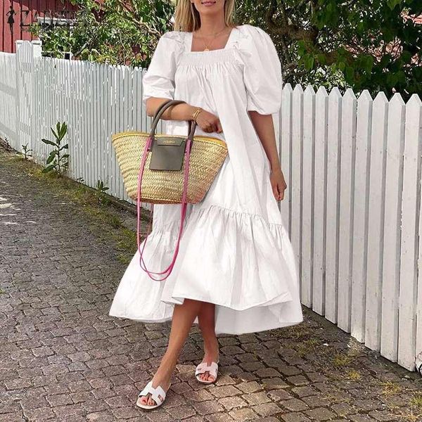 elegant square neck puff sleeve mid-calf dress zanzea women 2021summer solid party sundress casual ruffles hem holiday vestidos7 dresses, Black;gray
elegant square neck puff sleeve mid-calf dress zanzea women 2021summer solid party sundress casual ruffles hem holiday vestidos7 dresses, Black;gray