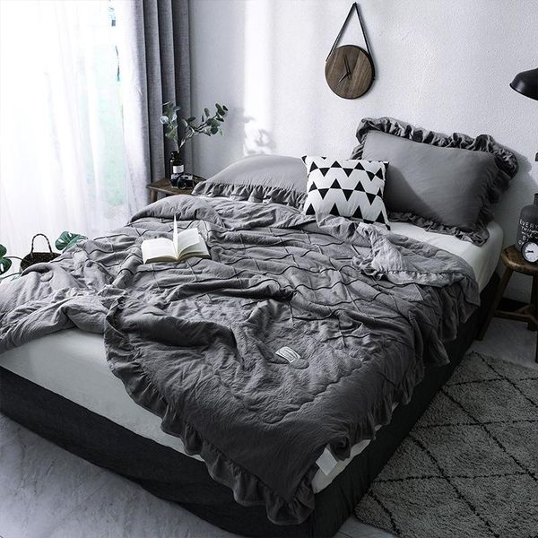 comforters & sets 4 colors patchwork summer quilts ruffles duvet bed cover freshness washed throw blankets solid bedding pillowcase
comforters & sets 4 colors patchwork summer quilts ruffles duvet bed cover freshness washed throw blankets solid bedding pillowcase