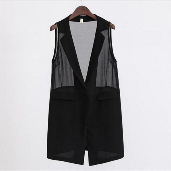 summer vest jacket women plus size 5xl black chiffon sleeveless blazers outerwear female transparent casual waistcoat aq235 women's ves, Black;white
summer vest jacket women plus size 5xl black chiffon sleeveless blazers outerwear female transparent casual waistcoat aq235 women's ves, Black;white